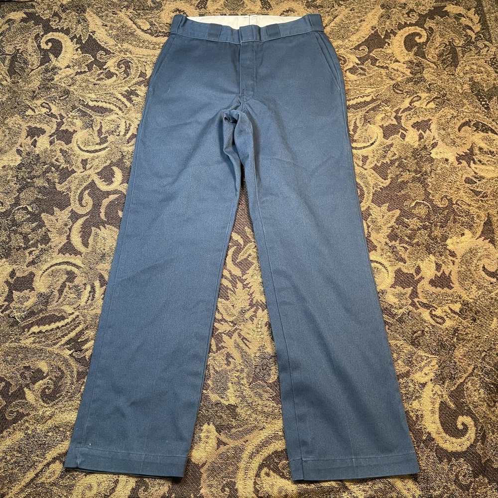 Vtg 90s Blue Dickies Flat Front Work Pants Mens Size 28x30